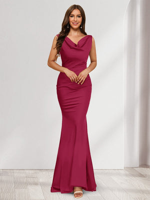 Trumpet/Mermaid V-Neck Sleeveless Evening Dresses With Sash