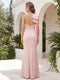 Trumpet/Mermaid One-Shoulder Sleeveless Bridesmaid Dresses With Bowknot & Split Side