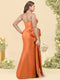 A-Line/Princess Off-the-Shoulder Floor-Length Plus Size Bridesmaid Dresses With Bowknot Sash