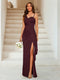 Sheath/Column Sweetheart Sleeveless Floor-Length Formal Dresses with Split Side & Ruched