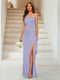 Sheath/Column Sweetheart Sleeveless Floor-Length Formal Dresses with Split Side & Ruched