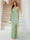 Sheath/Column Sweetheart Sleeveless Floor-Length Formal Dresses with Split Side & Ruched