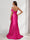 Sheath/Column One-Shoulder Sleeveless Sweep Train Evening Dresses with Split Side & Ruffles