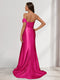 Sheath/Column One-Shoulder Sleeveless Sweep Train Evening Dresses with Split Side & Ruffles