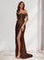 Sheath/Column One-Shoulder Sleeveless Sweep Train Evening Dresses with Split Side & Ruffles