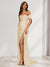 Sheath/Column One-Shoulder Sleeveless Sweep Train Evening Dresses with Split Side & Ruffles