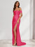 Sheath/Column One-Shoulder Sleeveless Sweep Train Evening Dresses with Split Side & Ruffles
