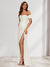 Sheath/Column One-Shoulder Sleeveless Sweep Train Evening Dresses with Split Side & Ruffles