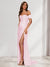 Sheath/Column One-Shoulder Sleeveless Sweep Train Evening Dresses with Split Side & Ruffles
