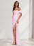 Sheath/Column One-Shoulder Sleeveless Sweep Train Evening Dresses with Split Side & Ruffles