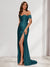 Sheath/Column One-Shoulder Sleeveless Sweep Train Evening Dresses with Split Side & Ruffles