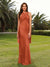 Sheath/Column Halter Sleeveless Floor-Length Lace-Up Bridesmaid Dresses