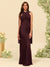 Sheath/Column Halter Sleeveless Floor-Length Lace-Up Bridesmaid Dresses