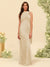 Sheath/Column Halter Sleeveless Floor-Length Lace-Up Bridesmaid Dresses