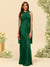 Sheath/Column Halter Sleeveless Floor-Length Lace-Up Bridesmaid Dresses