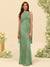 Sheath/Column Halter Sleeveless Floor-Length Lace-Up Bridesmaid Dresses