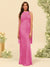 Sheath/Column Halter Sleeveless Floor-Length Lace-Up Bridesmaid Dresses