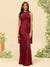 Sheath/Column Halter Sleeveless Floor-Length Lace-Up Bridesmaid Dresses