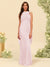 Sheath/Column Halter Sleeveless Floor-Length Lace-Up Bridesmaid Dresses