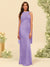 Sheath/Column Halter Sleeveless Floor-Length Lace-Up Bridesmaid Dresses