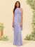Sheath/Column Halter Sleeveless Floor-Length Lace-Up Bridesmaid Dresses