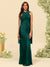 Sheath/Column Halter Sleeveless Floor-Length Lace-Up Bridesmaid Dresses