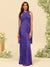 Sheath/Column Halter Sleeveless Floor-Length Lace-Up Bridesmaid Dresses