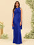 Sheath/Column Halter Sleeveless Floor-Length Lace-Up Bridesmaid Dresses