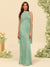 Sheath/Column Halter Sleeveless Floor-Length Lace-Up Bridesmaid Dresses