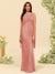Sheath/Column Halter Sleeveless Floor-Length Lace-Up Bridesmaid Dresses
