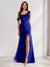 Sheath/Column Cowl Neck Sleeveless Floor-Length Chiffon Bridesmaid Dresses with Split Side