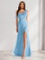Sheath/Column Cowl Neck Sleeveless Floor-Length Chiffon Bridesmaid Dresses with Split Side