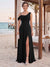 Sheath/Column Cowl Neck Sleeveless Floor-Length Bridesmaid Dresses with Split Side