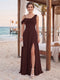Sheath/Column Cowl Neck Sleeveless Floor-Length Bridesmaid Dresses with Split Side