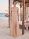 Sheath/Column Cowl Neck Sleeveless Floor-Length Bridesmaid Dresses with Split Side
