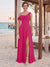 Sheath/Column Cowl Neck Sleeveless Floor-Length Bridesmaid Dresses with Split Side
