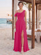 Sheath/Column Cowl Neck Sleeveless Floor-Length Bridesmaid Dresses with Split Side