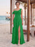 Sheath/Column Cowl Neck Sleeveless Floor-Length Bridesmaid Dresses with Split Side