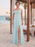 Sheath/Column Cowl Neck Sleeveless Floor-Length Bridesmaid Dresses with Split Side