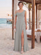 Sheath/Column Cowl Neck Sleeveless Floor-Length Bridesmaid Dresses with Split Side