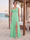 Sheath/Column Cowl Neck Sleeveless Floor-Length Bridesmaid Dresses with Split Side