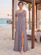 Sheath/Column Cowl Neck Sleeveless Floor-Length Bridesmaid Dresses with Split Side