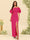 Sheath/Column Off-the-Shoulder Short Sleeves Bridesmaid Dresses with Split Side