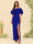 Sheath/Column Off-the-Shoulder Short Sleeves Bridesmaid Dresses with Split Side