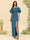 Sheath/Column Off-the-Shoulder Short Sleeves Bridesmaid Dresses with Split Side