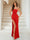 Sheath/Column Spaghetti Straps Sleeveless Floor-Length Evening Dresses with Split Side & Pearl