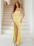 Sheath/Column Spaghetti Straps Sleeveless Floor-Length Evening Dresses with Split Side & Pearl