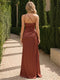 Sheath/Column One-Shoulder Sleeveless Floor-Length Bridesmaid Dresses with Split Side & Ruffles