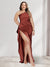 Sheath/Column One-Shoulder Sleeveless Floor-Length Plus Size Bridesmaid Dresses with Split Side