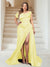 Trumpet/Mermaid Off-the-Shoulder Sweep Train Plus Size Bridesmaid Dresses with Split Side & Ruffles